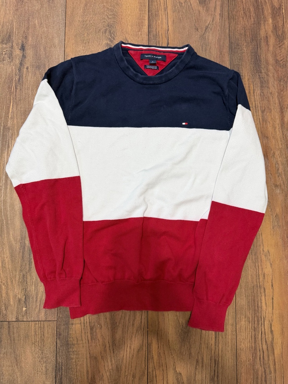Tommy Hilfiger Men's Colorblock Crewneck Sweater - Navy/White/Red